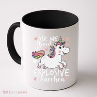 Ask Me About My Explosive Diarrhea Poop Meme Funny Unicorn Coffee Mug thumb 0