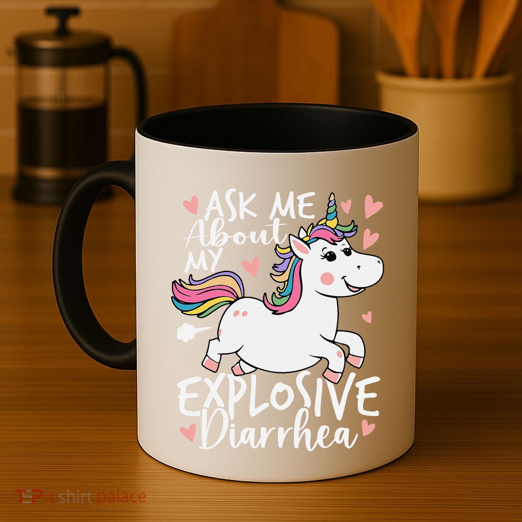 Ask Me About My Explosive Diarrhea Poop Meme Funny Unicorn Coffee Mug
