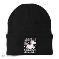 Ask Me About My Explosive Diarrhea Poop Meme Funny Unicorn Beanie thumb 0