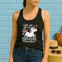 Ask Me About My Explosive Diarrhea Poop Meme Funny Unicorn Women's Tank Top thumb 2