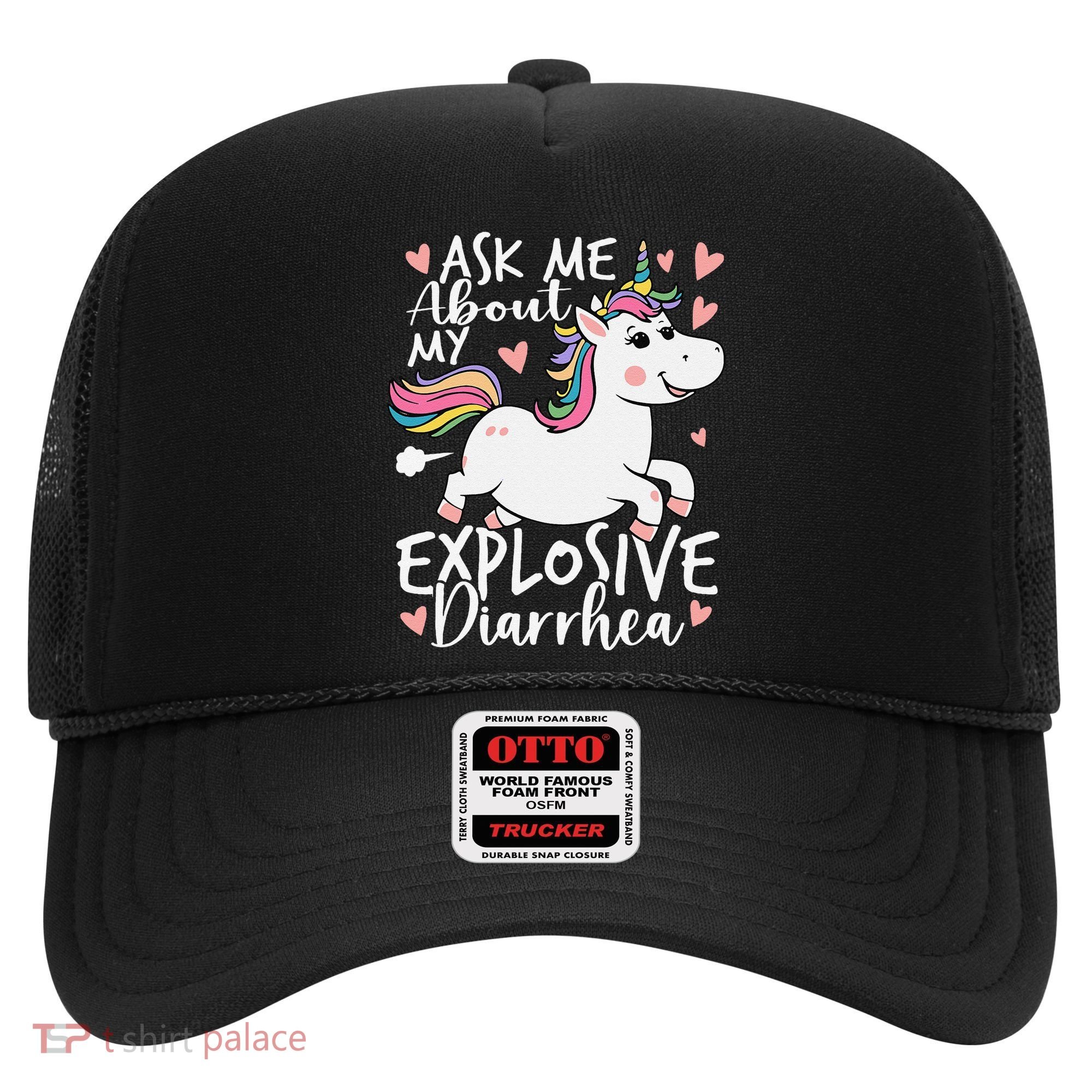 Ask Me About My Explosive Diarrhea Poop Meme Funny Unicorn Hat