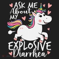 Ask Me About My Explosive Diarrhea Poop Meme Funny Unicorn Hat thumb 2