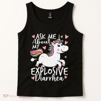 Ask Me About My Explosive Diarrhea Poop Meme Funny Unicorn Tank Top thumb 2