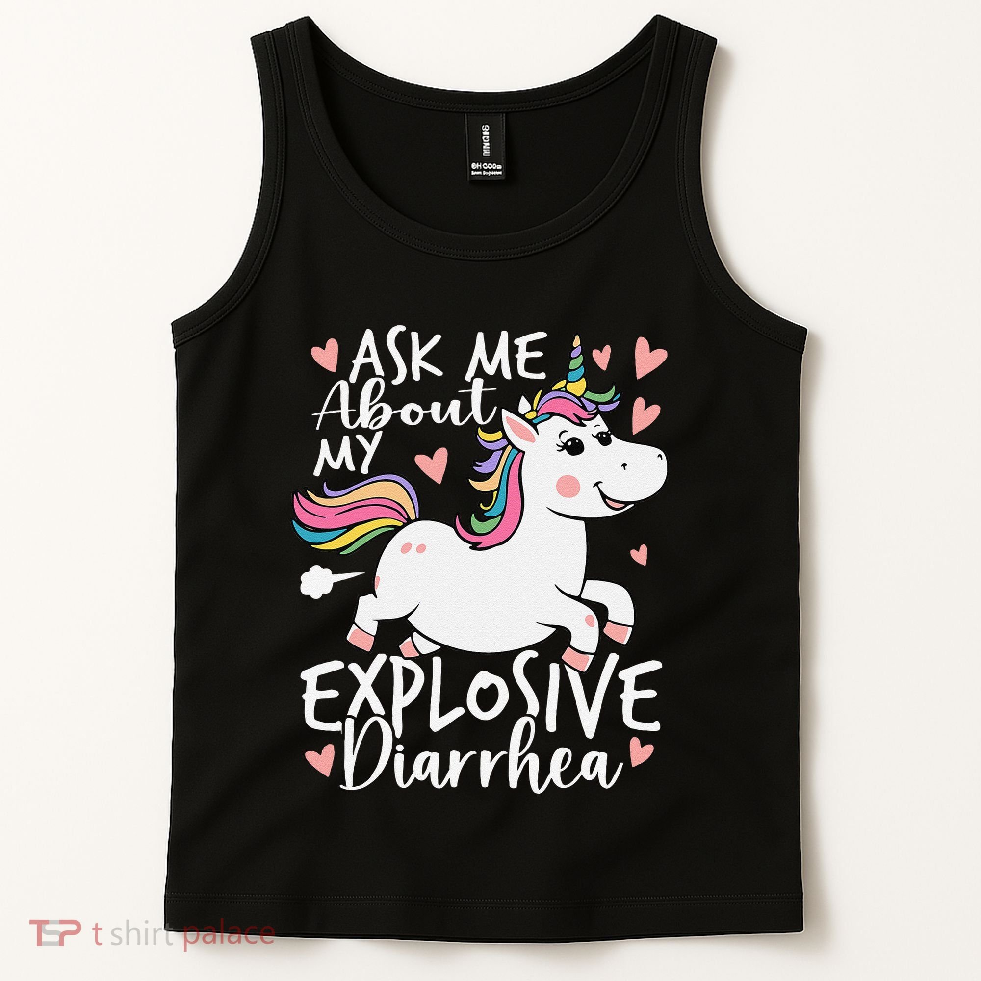Ask Me About My Explosive Diarrhea Poop Meme Funny Unicorn Tank Top
