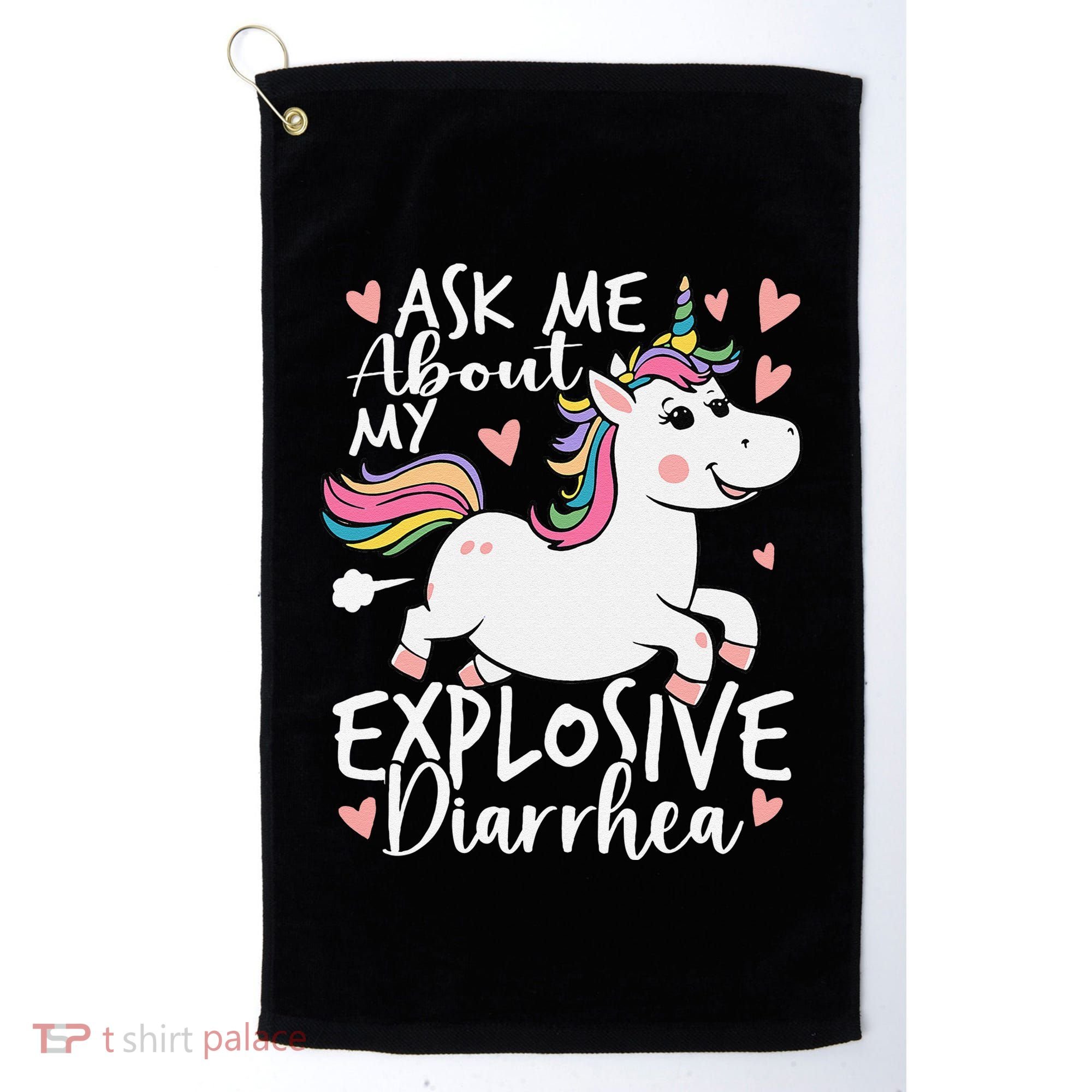 Ask Me About My Explosive Diarrhea Poop Meme Funny Unicorn Golf Towel