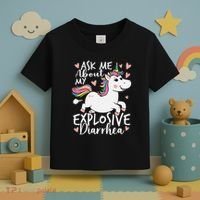 Ask Me About My Explosive Diarrhea Poop Meme Funny Unicorn Toddler T-Shirt thumb 3