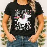 Ask Me About My Explosive Diarrhea Poop Meme Funny Unicorn Women's T-Shirt thumb 2