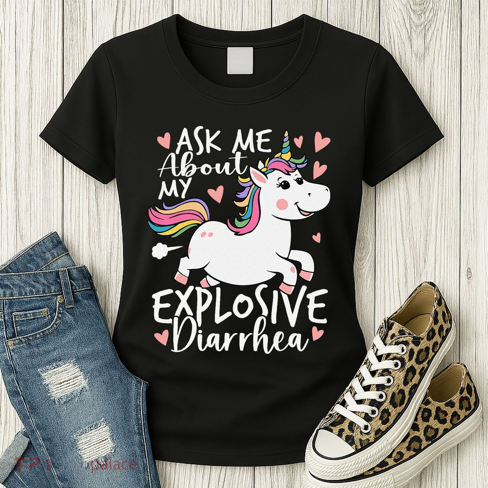 Ask Me About My Explosive Diarrhea Poop Meme Funny Unicorn Women's T-Shirt