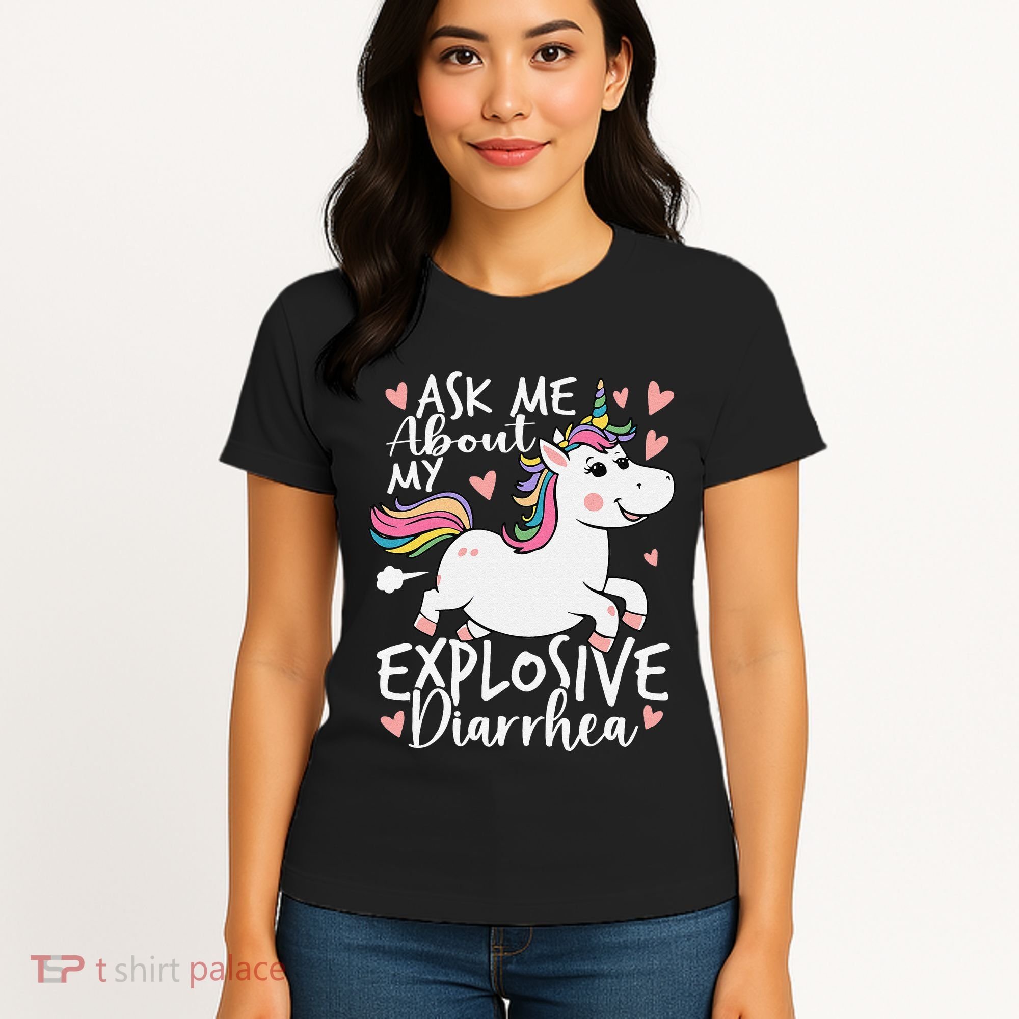 Ask Me About My Explosive Diarrhea Poop Meme Funny Unicorn Women's T-Shirt