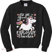 Ask Me About My Explosive Diarrhea Poop Meme Funny Unicorn Kids Sweatshirt thumb 0