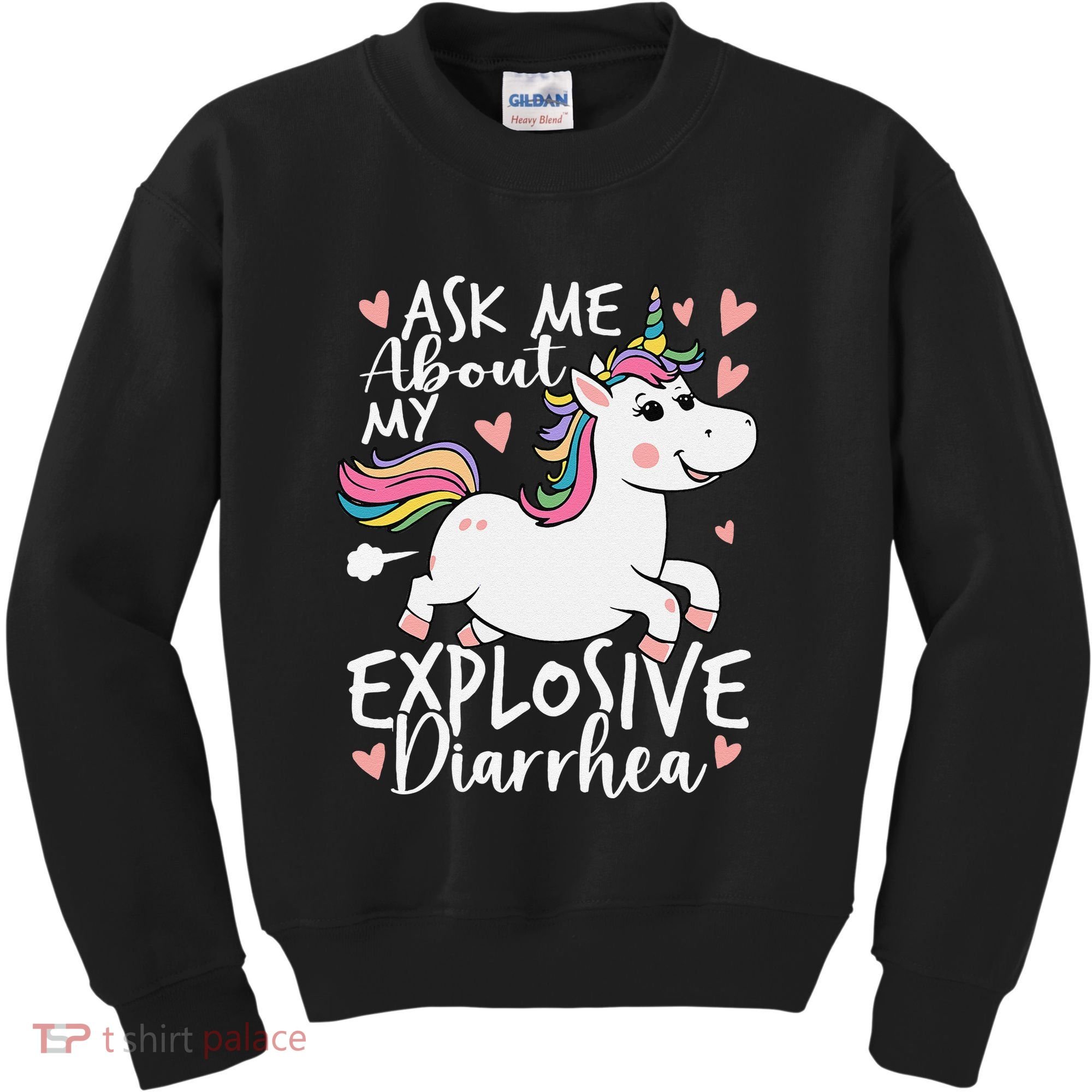 Ask Me About My Explosive Diarrhea Poop Meme Funny Unicorn Kids Sweatshirt