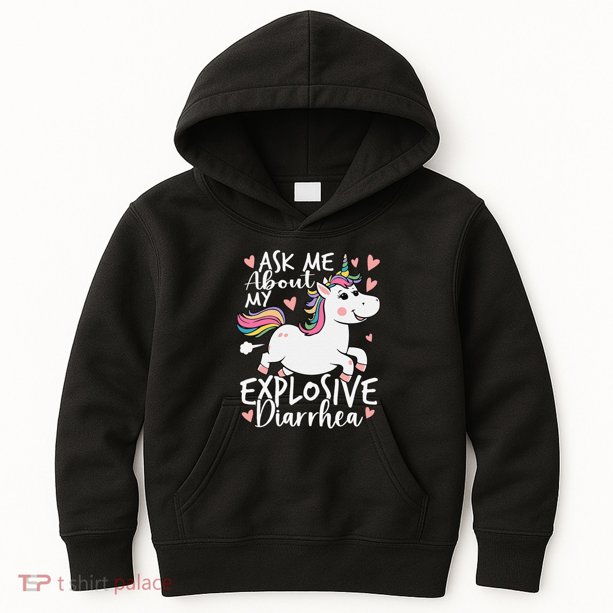 Ask Me About My Explosive Diarrhea Poop Meme Funny Unicorn Kids Hoodie