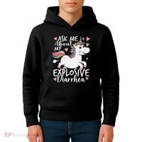 Ask Me About My Explosive Diarrhea Poop Meme Funny Unicorn Kids Hoodie thumb 4
