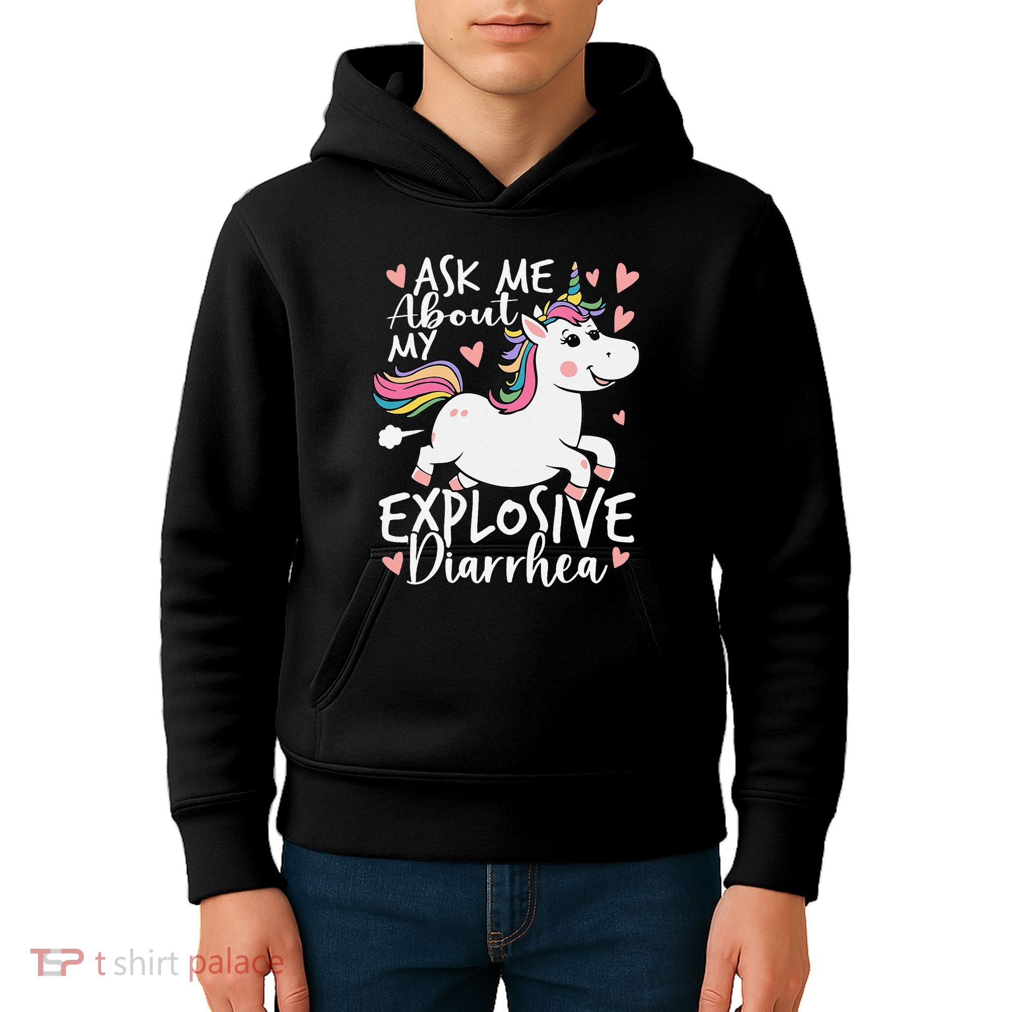 Ask Me About My Explosive Diarrhea Poop Meme Funny Unicorn Kids Hoodie