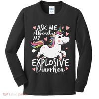 Ask Me About My Explosive Diarrhea Poop Meme Funny Unicorn Kids Long Sleeve Shirt thumb 0