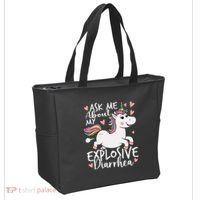 Ask Me About My Explosive Diarrhea Poop Meme Funny Unicorn Tote Bag thumb 2