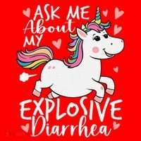 Ask Me About My Explosive Diarrhea Poop Meme Funny Unicorn Santa Hat thumb 1