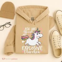 Ask Me About My Explosive Diarrhea Poop Meme Funny Unicorn Hoodie thumb 4