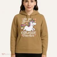 Ask Me About My Explosive Diarrhea Poop Meme Funny Unicorn Hoodie thumb 5