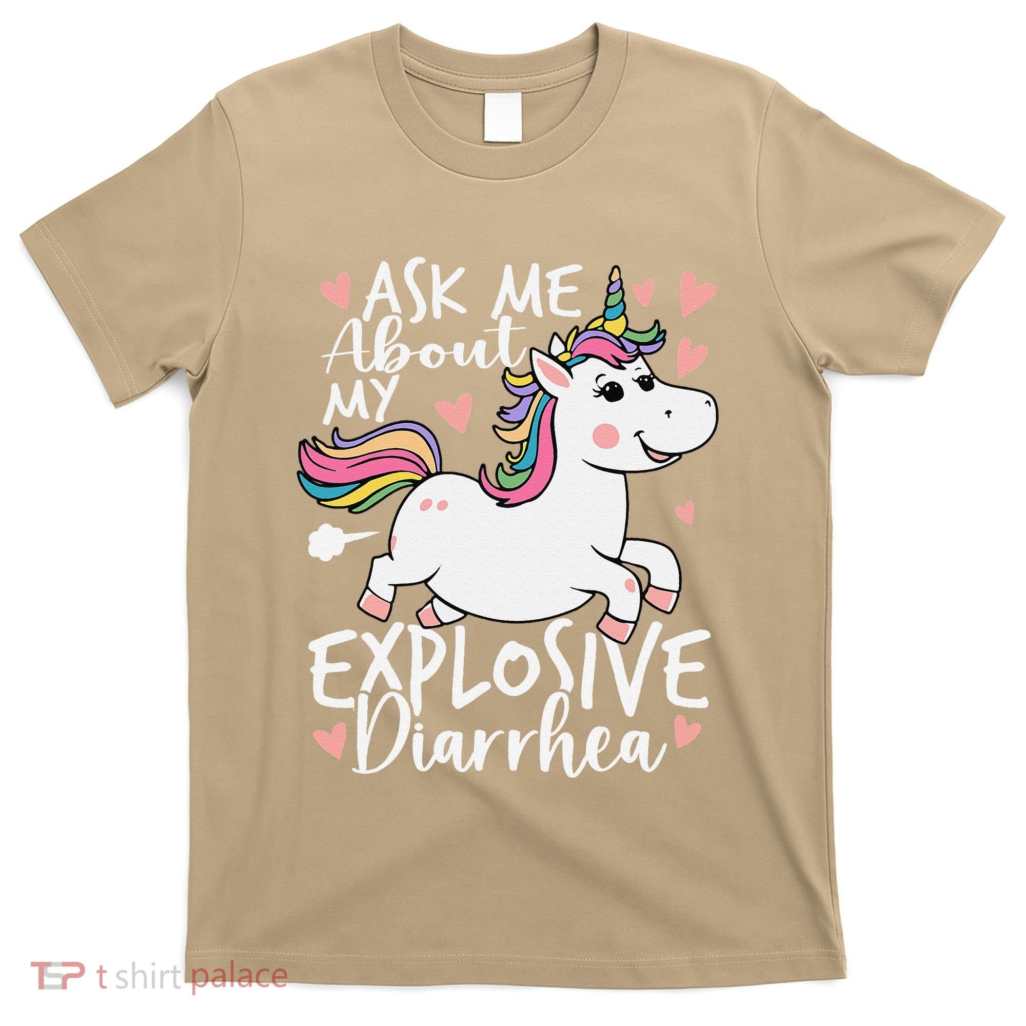 Ask Me About My Explosive Diarrhea Poop Meme Funny Unicorn T-Shirt