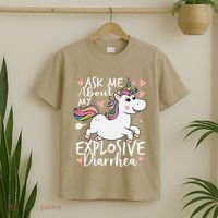 Ask Me About My Explosive Diarrhea Poop Meme Funny Unicorn T-Shirt thumb 2
