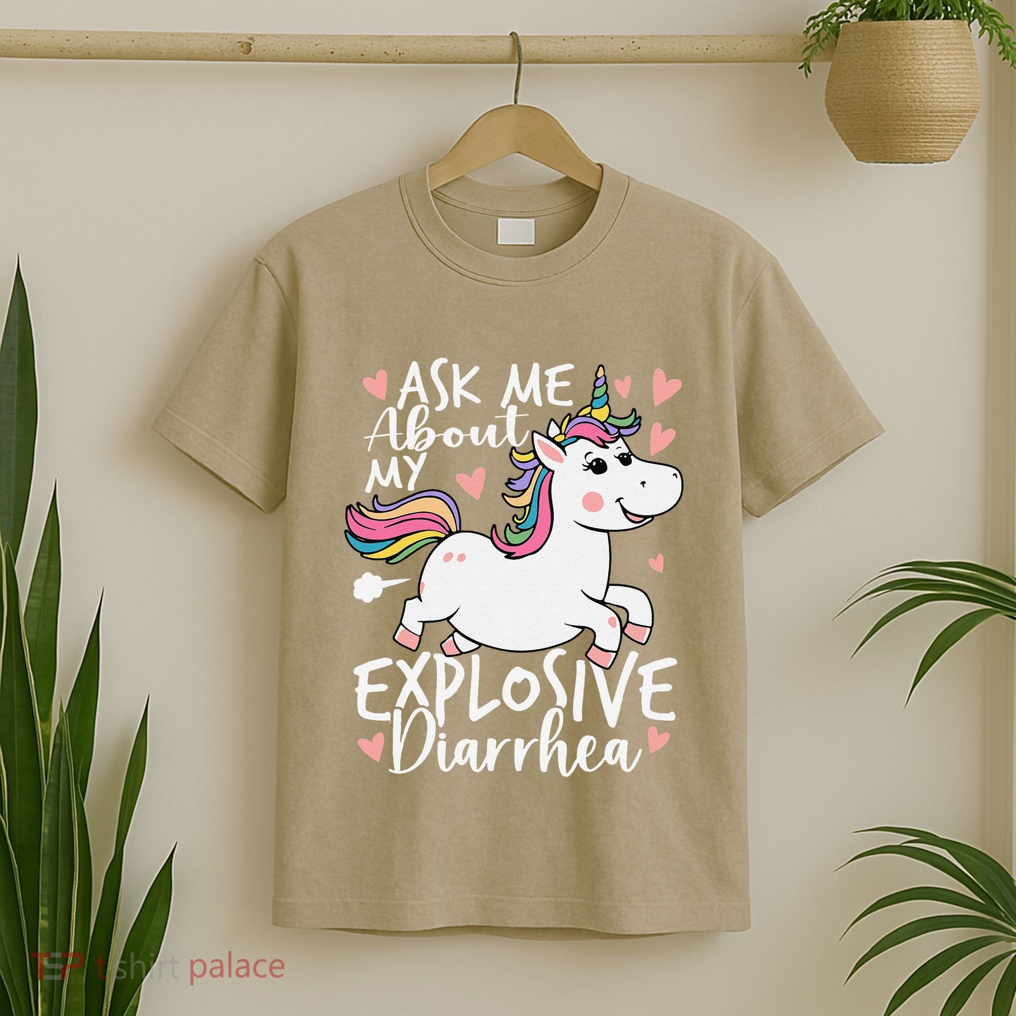 Ask Me About My Explosive Diarrhea Poop Meme Funny Unicorn T-Shirt
