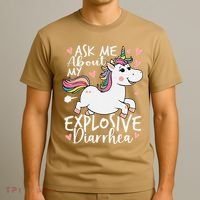 Ask Me About My Explosive Diarrhea Poop Meme Funny Unicorn T-Shirt thumb 3