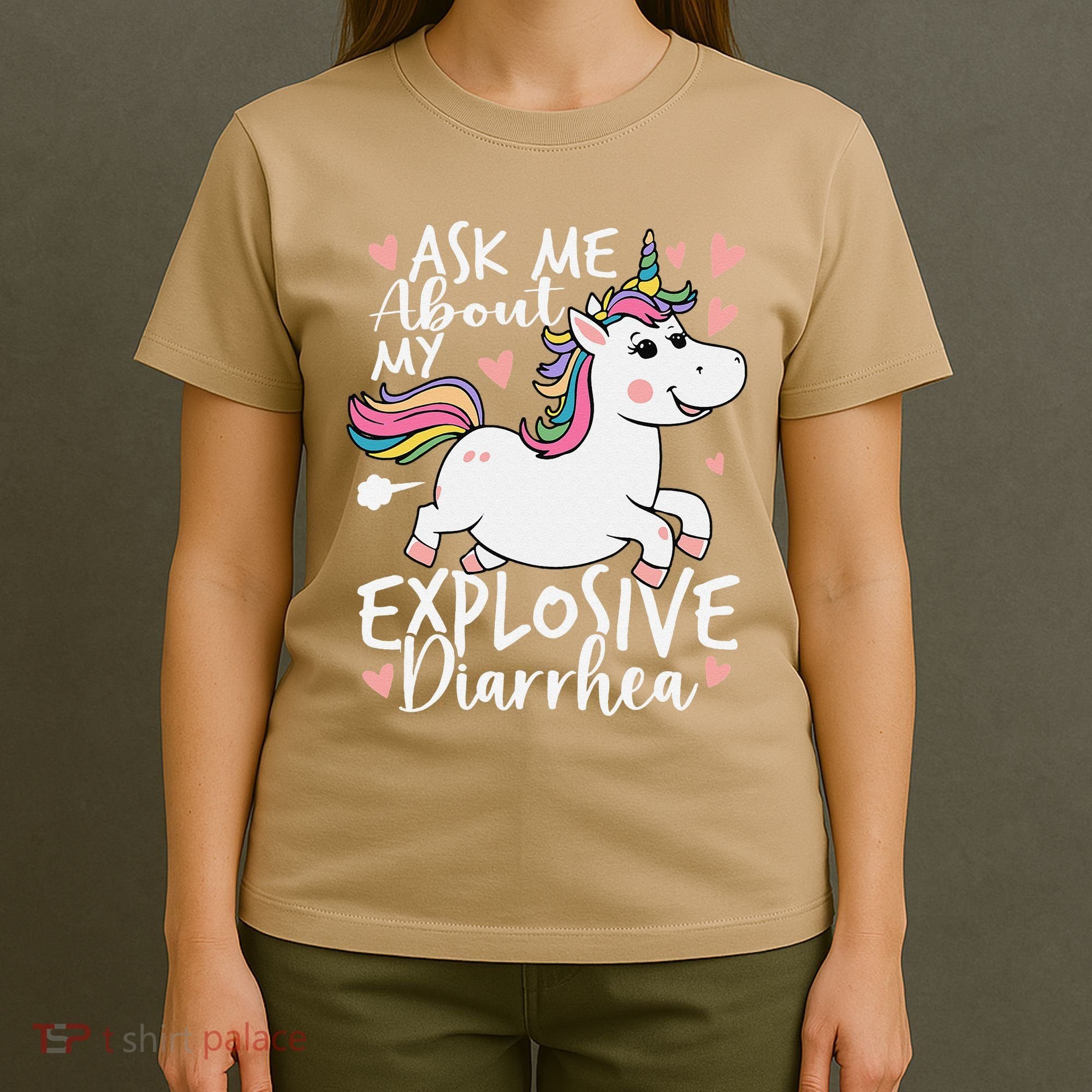 Ask Me About My Explosive Diarrhea Poop Meme Funny Unicorn T-Shirt