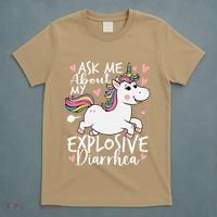Ask Me About My Explosive Diarrhea Poop Meme Funny Unicorn T-Shirt thumb 5
