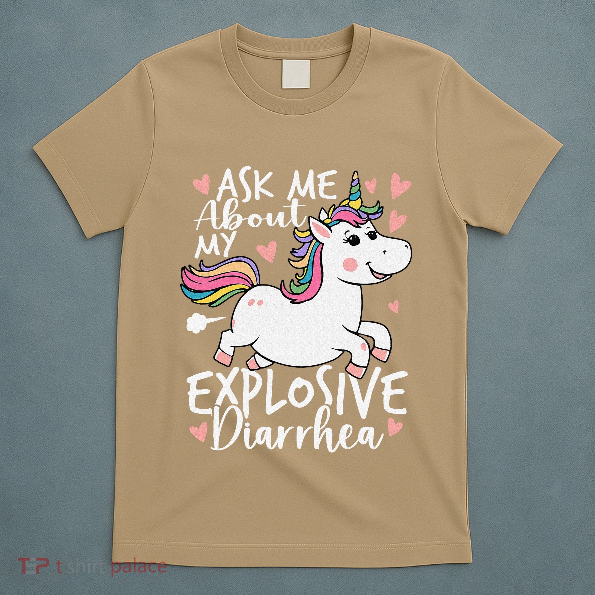 Ask Me About My Explosive Diarrhea Poop Meme Funny Unicorn T-Shirt