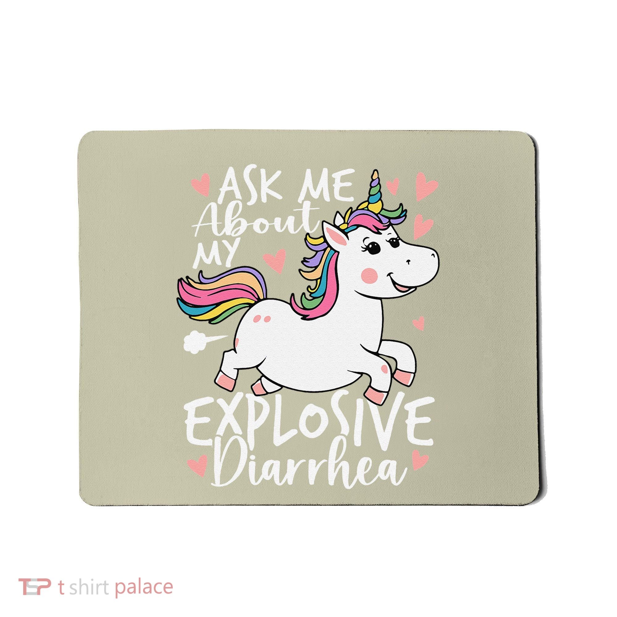 Ask Me About My Explosive Diarrhea Poop Meme Funny Unicorn Mousepad