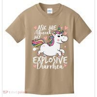 Ask Me About My Explosive Diarrhea Poop Meme Funny Unicorn Kids T-Shirt thumb 0