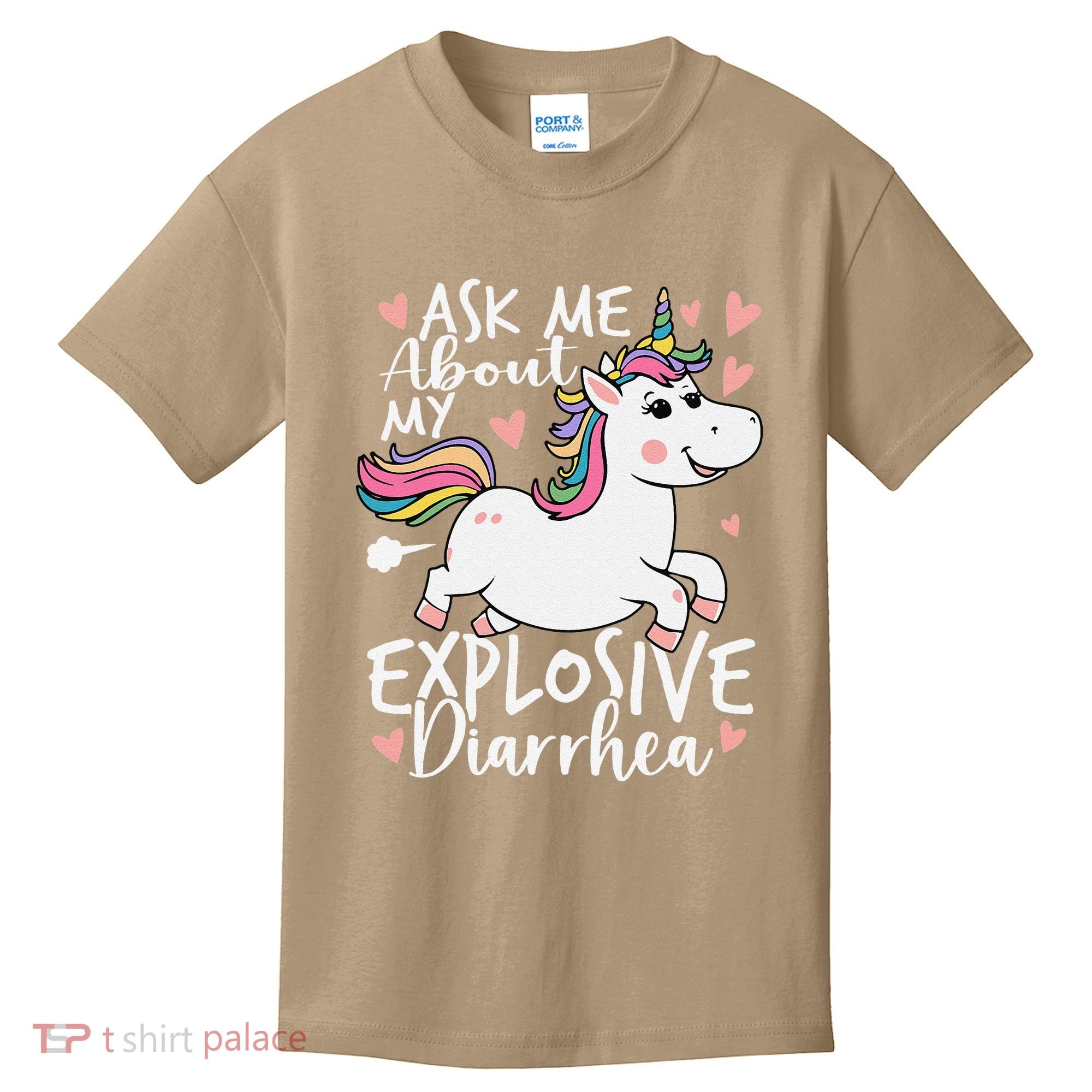 Ask Me About My Explosive Diarrhea Poop Meme Funny Unicorn Kids T-Shirt