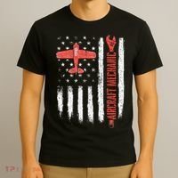 Aircraft Mechanic American Flag Plane Aviation Technician T-Shirt thumb 3