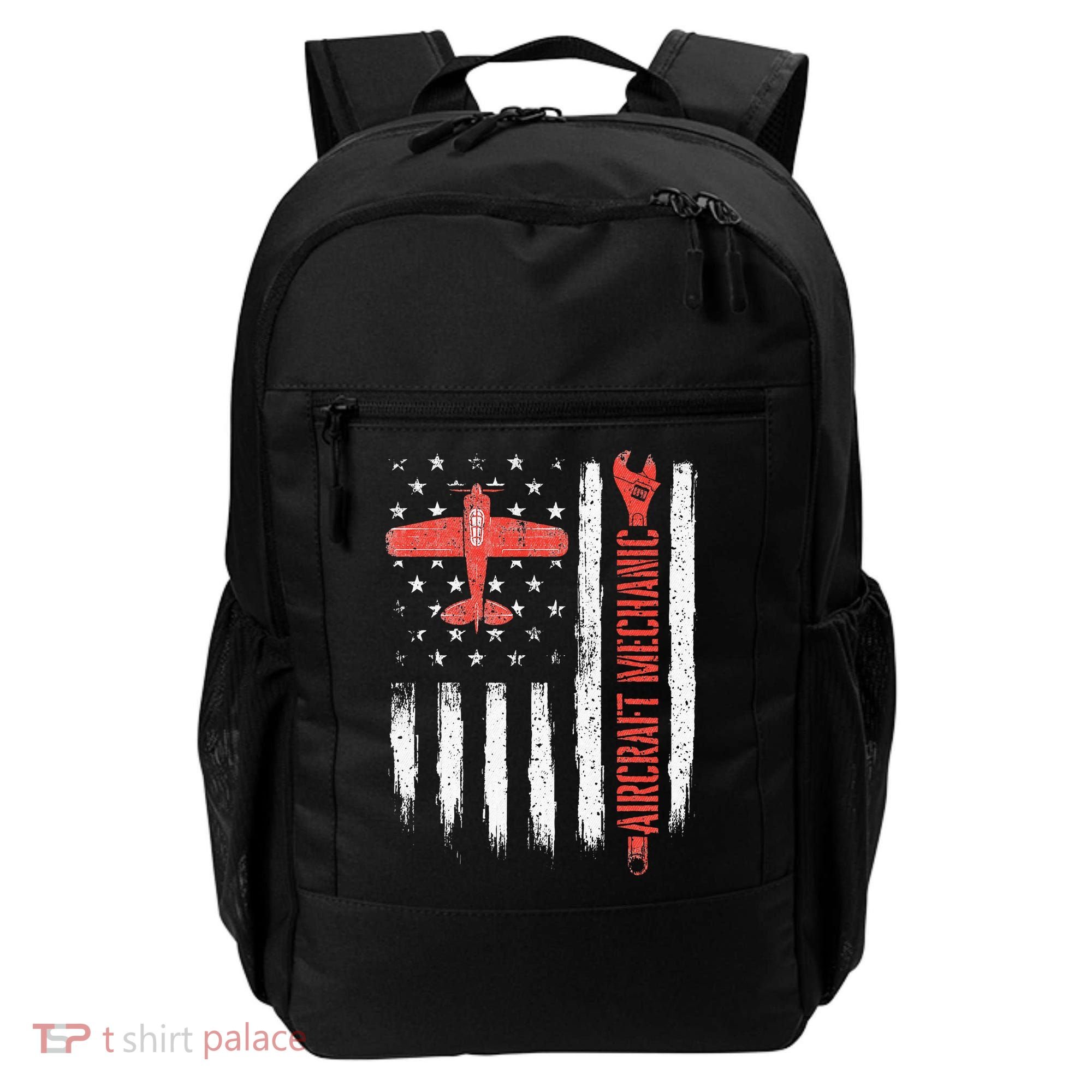 Aircraft Mechanic American Flag Plane Aviation Technician Backpack