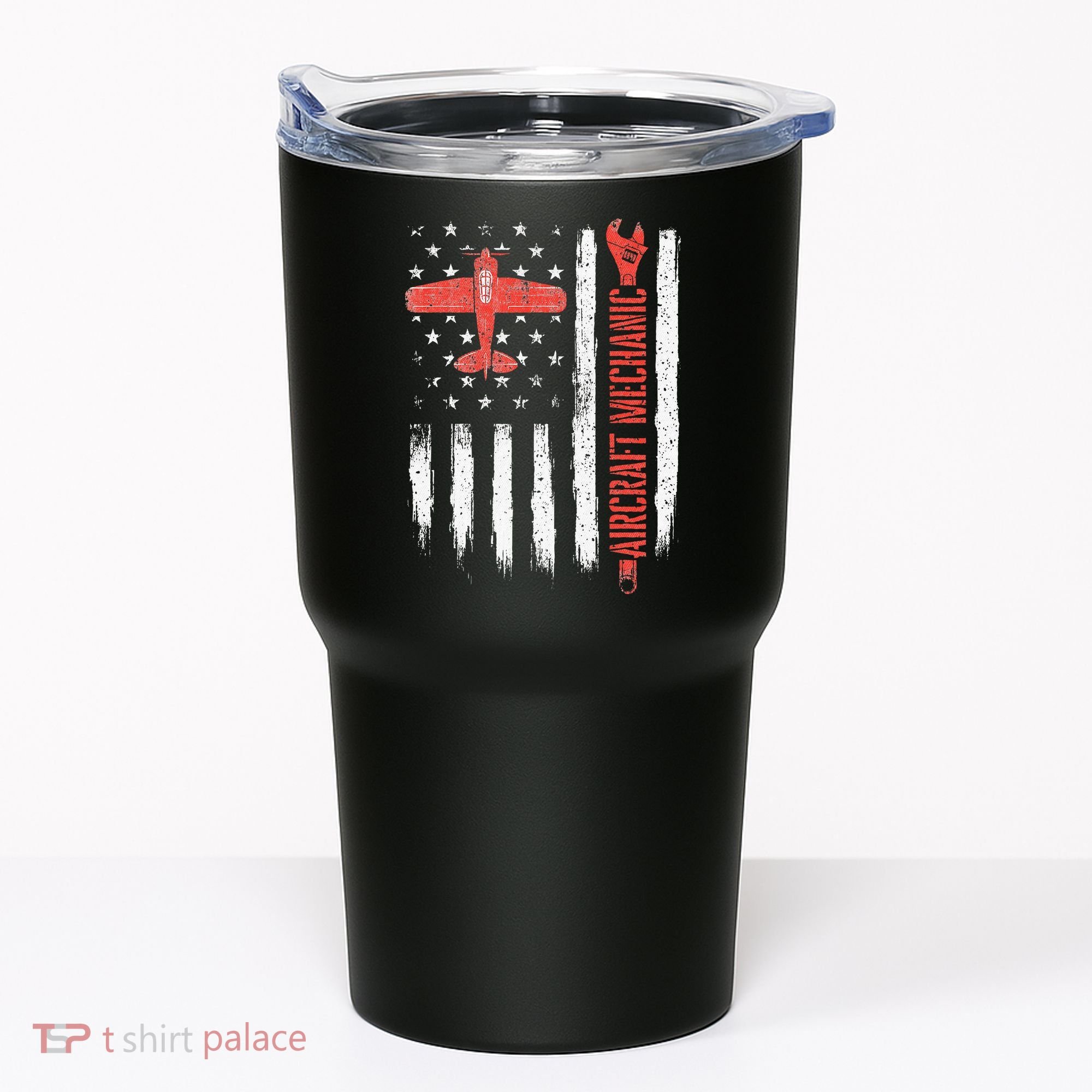 Aircraft Mechanic American Flag Plane Aviation Technician Tumbler