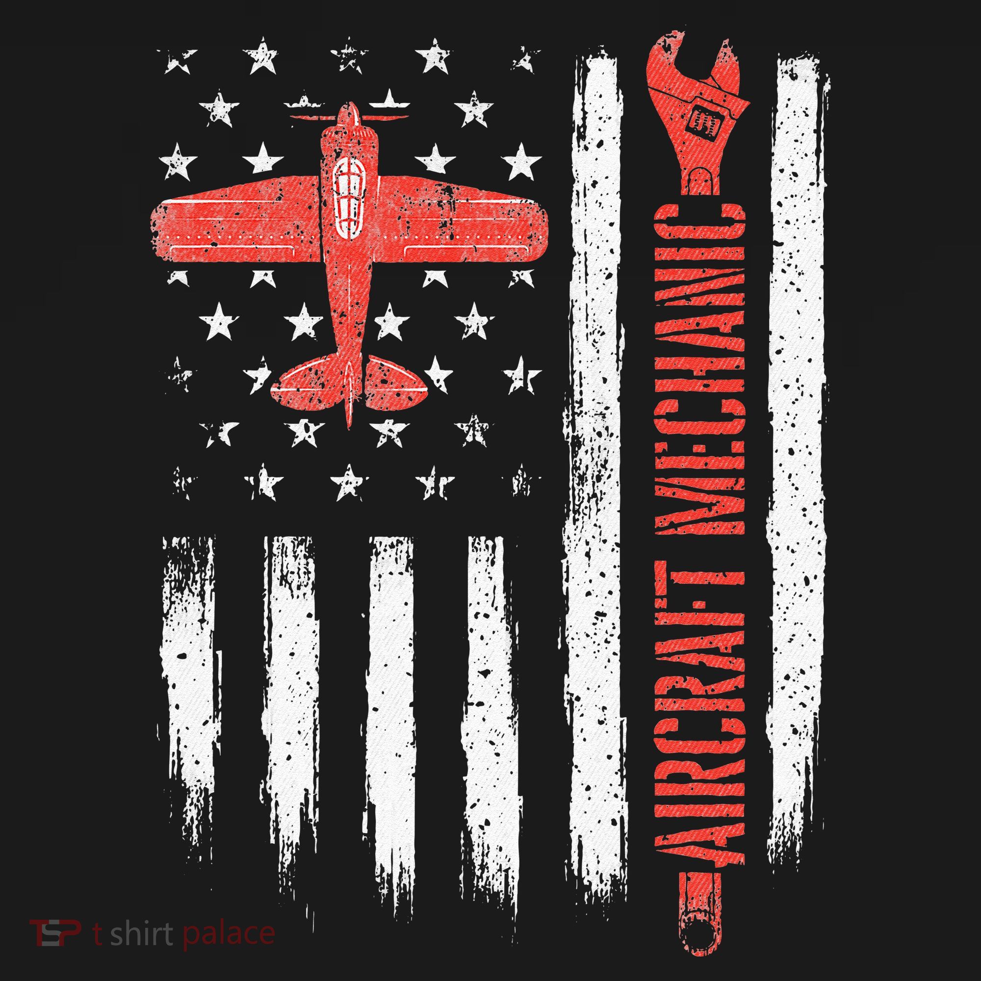 Aircraft Mechanic American Flag Plane Aviation Technician Baby Bodysuit