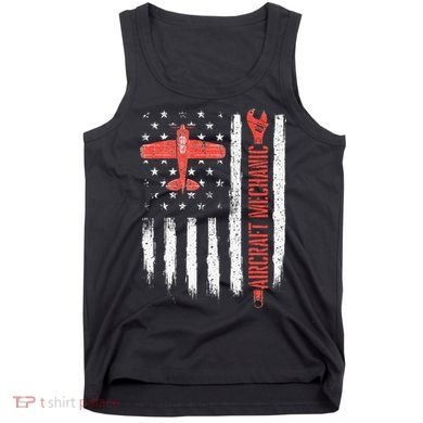 Aircraft Mechanic American Flag Plane Aviation Technician Tank Top