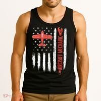 Aircraft Mechanic American Flag Plane Aviation Technician Tank Top thumb 3