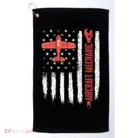 Aircraft Mechanic American Flag Plane Aviation Technician Golf Towel thumb 0