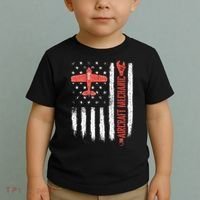 Aircraft Mechanic American Flag Plane Aviation Technician Toddler T-Shirt thumb 2