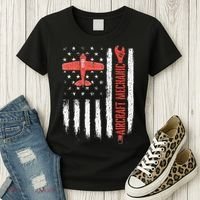 Aircraft Mechanic American Flag Plane Aviation Technician Women's T-Shirt thumb 3