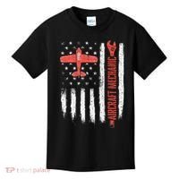 Aircraft Mechanic American Flag Plane Aviation Technician Kids T-Shirt thumb 0