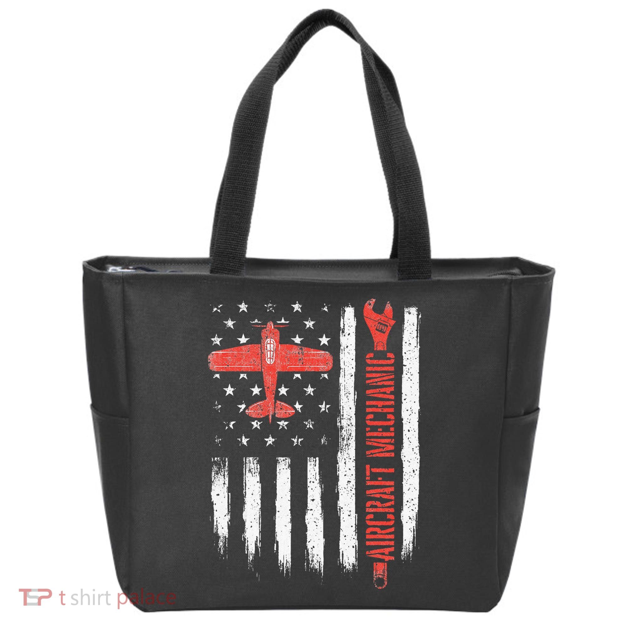 Aircraft Mechanic American Flag Plane Aviation Technician Tote Bag