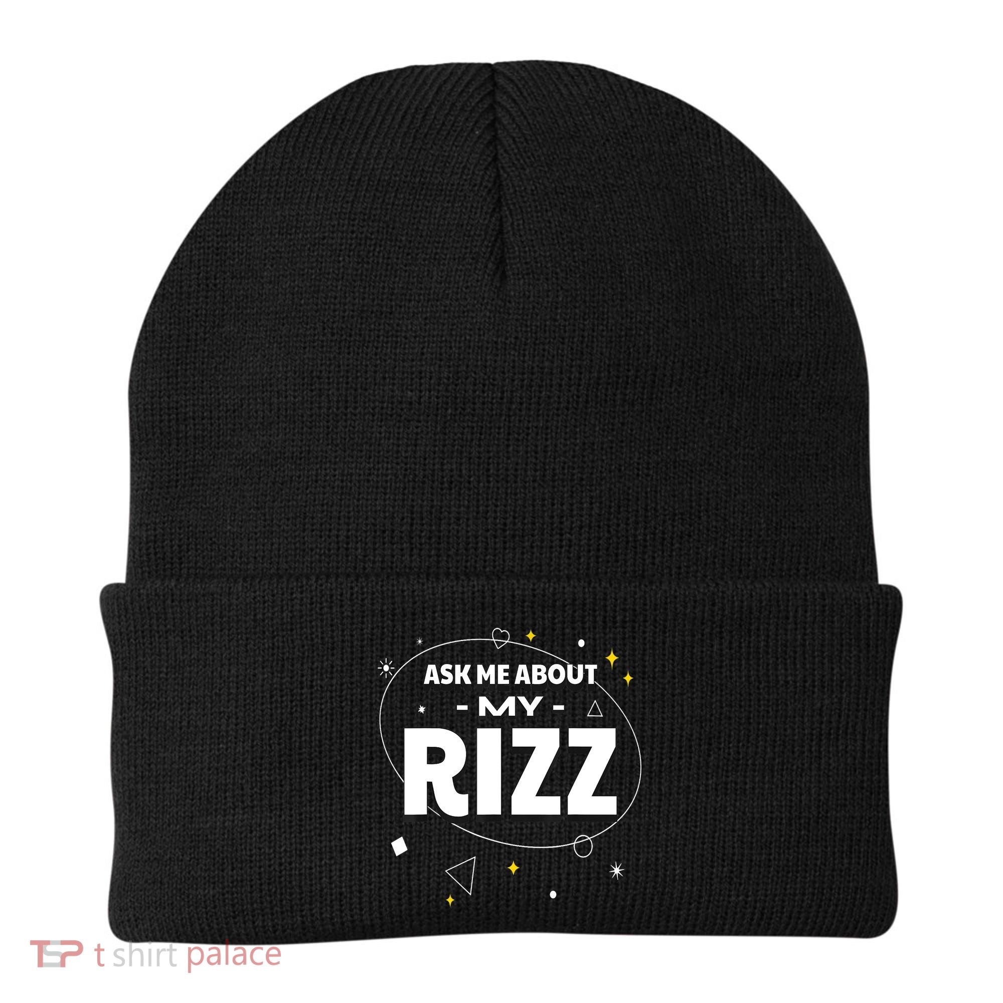 Ask Me About My Rizz I Got That W Rizz Funny Ironic Meme Beanie