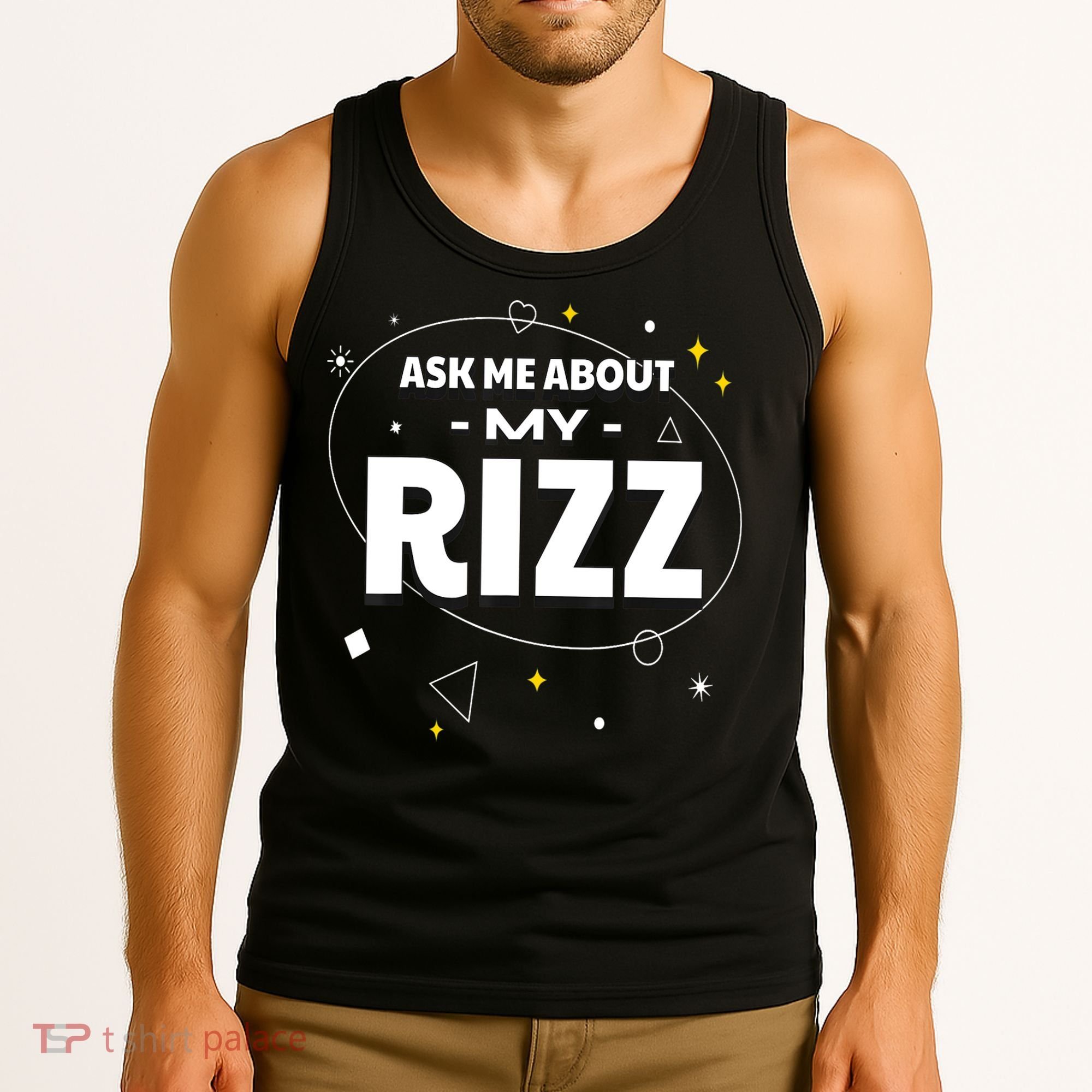 Ask Me About My Rizz I Got That W Rizz Funny Ironic Meme Tank Top