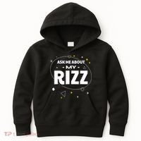 Ask Me About My Rizz I Got That W Rizz Funny Ironic Meme Kids Hoodie thumb 0