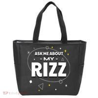 Ask Me About My Rizz I Got That W Rizz Funny Ironic Meme Tote Bag thumb 0