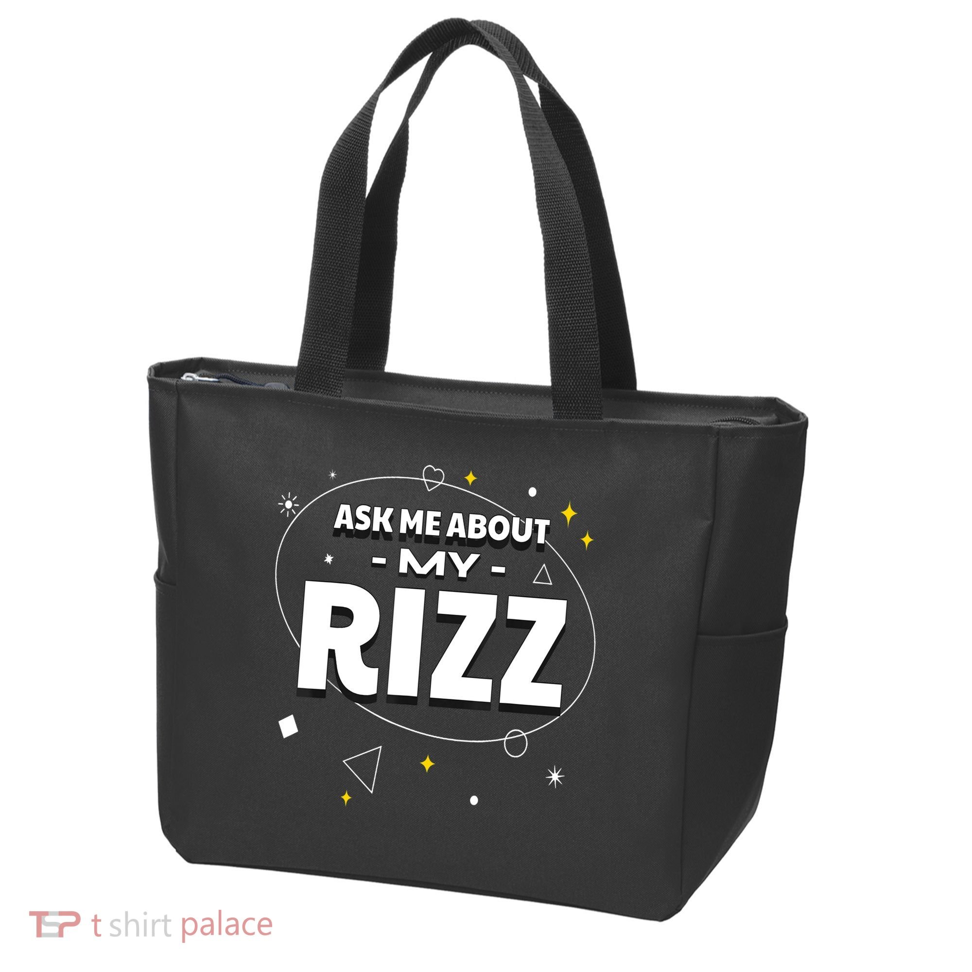 Ask Me About My Rizz I Got That W Rizz Funny Ironic Meme Tote Bag