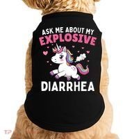 Ask Me About My Explosive Diarrhea Funny Poop Meme Unicorn  Doggie Tank thumb 0